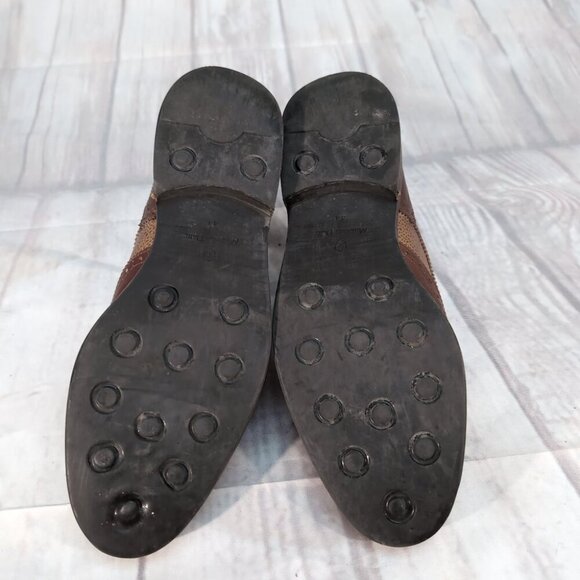 Massimo Dutti Brown Leather Wingtip Brogue Dress Shoes – Men’s EU 44 US 10.5–11 - Picture 10 of 12